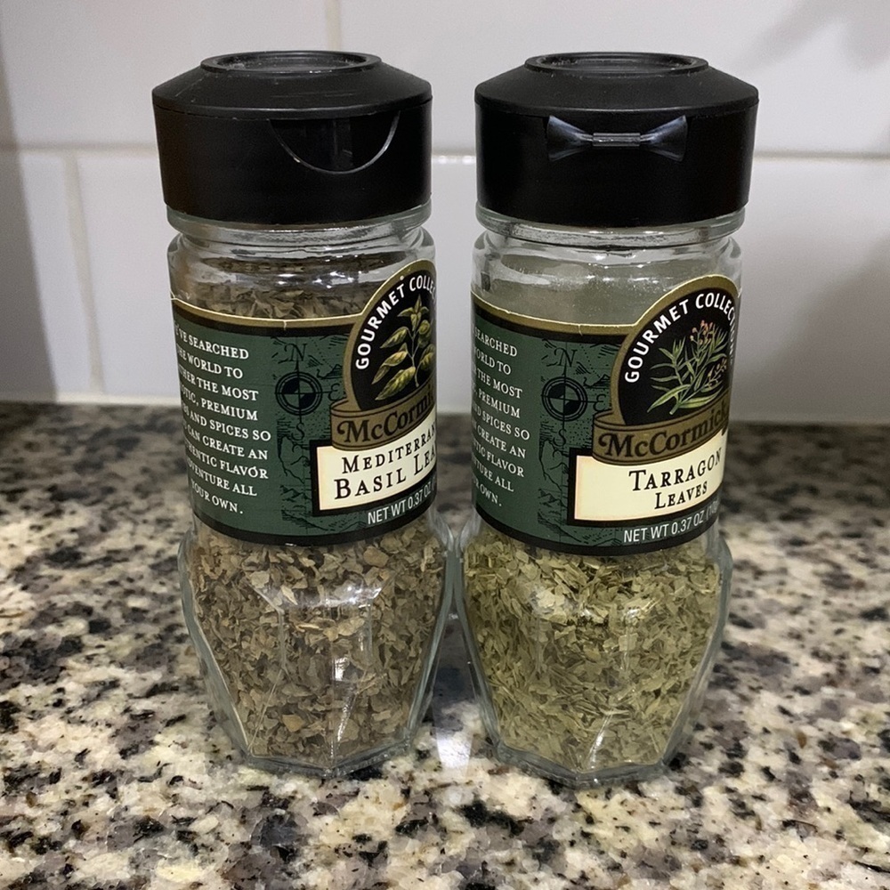 Collectable Glass Spice Jars  Black Plastic Lids  (Expired Spices) - MCCORMICK